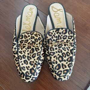 Sam Edelman Linnie Leopard Print Calf Hair Mules. Size 7. Only worn once.